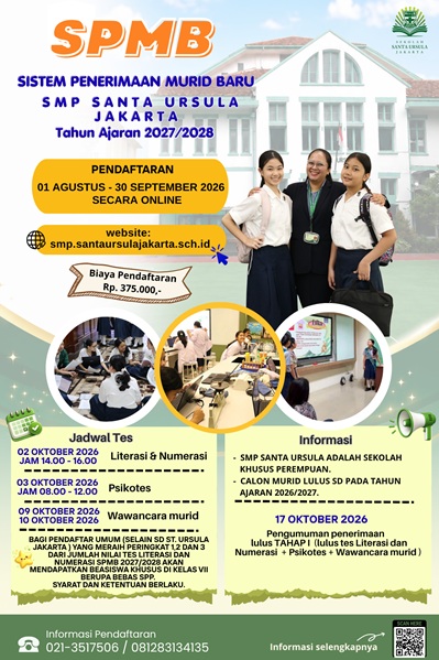 Pendaftaran Murid Baru                                      Tahun Ajaran 2027/2028. Mulai 01 Agustus 2026